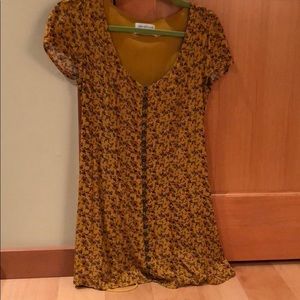 Mustard Floral Urban Outfitters Skater Dress